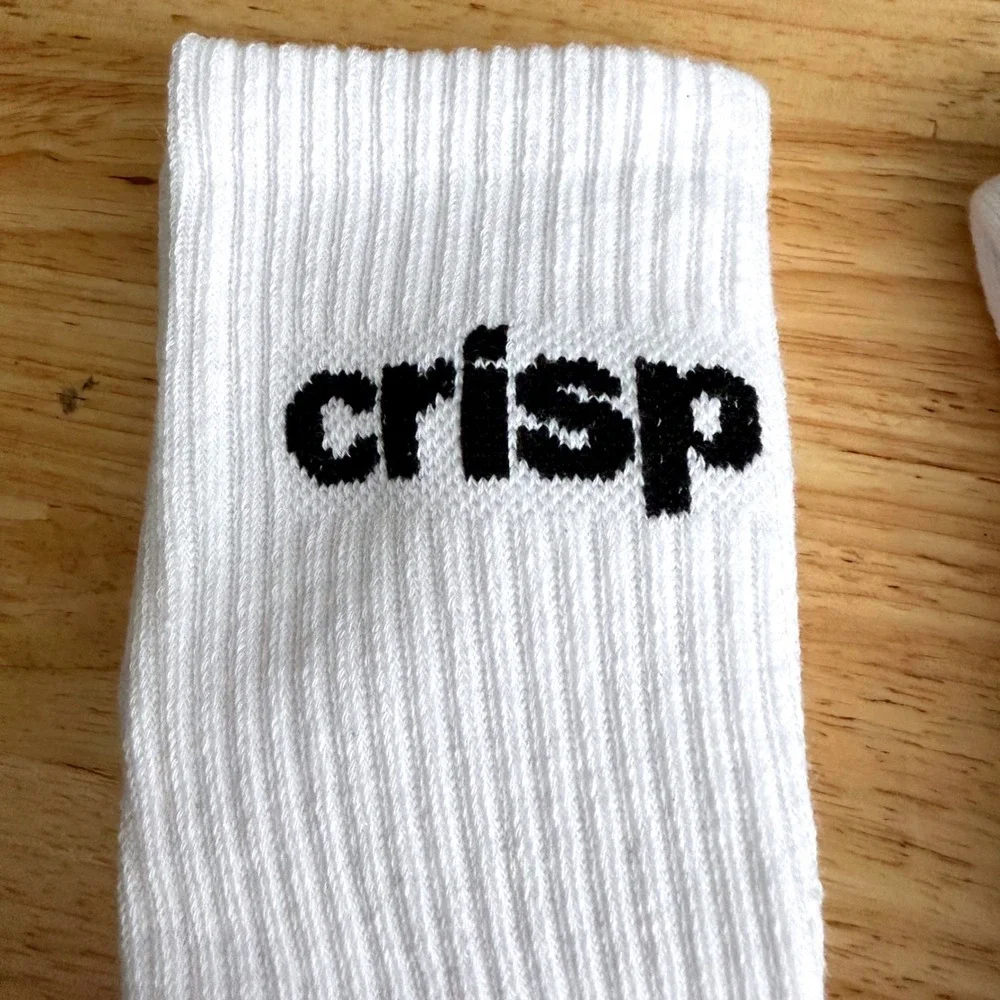 Crisp CLSC Crew Socks Cotton Blend OSFA White Streetwear Athletic 2 Pairs